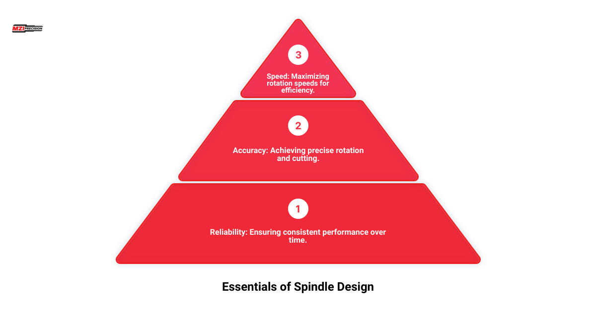 Detailed infographic on spindle design showing types of spindles, their features, benefits, and applications - machine tool spindle design infographic 3_stage_pyramid