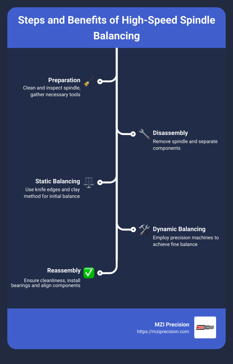 Steps and Benefits of High-Speed Spindle Balancing - High-speed spindle balancing infographic infographic-line-5-steps